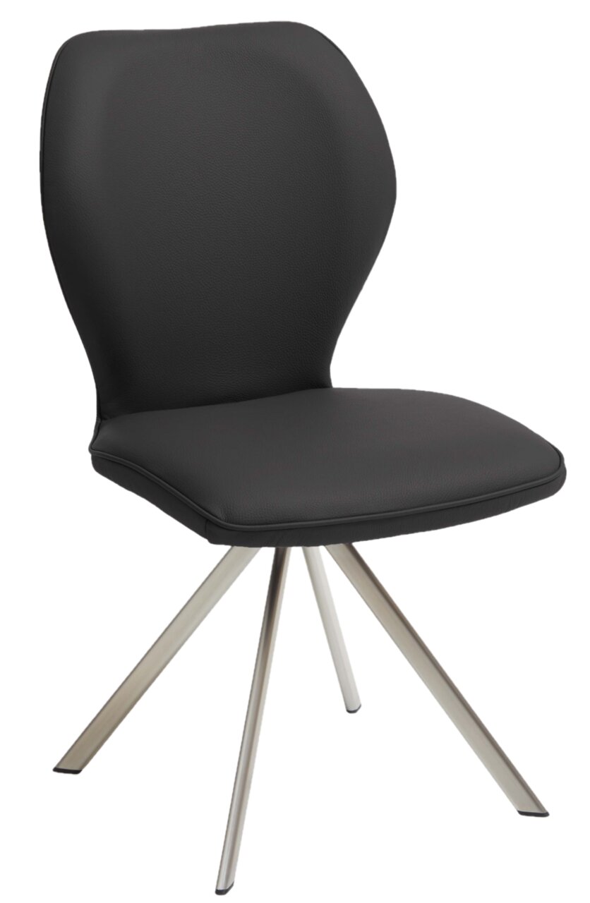 Valdera Stuhl COLORADO-TREND-LINE Moderner schwarzer Stuhl mit gepolsterter Sitzfläche und Rückenlehne, auf einem metallischen Vierbein-Gestell, seitliche Perspektive