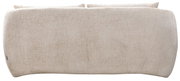 Rückansicht eines beigen 2-Sitzer Sofas mit weichem Stoffbezug.