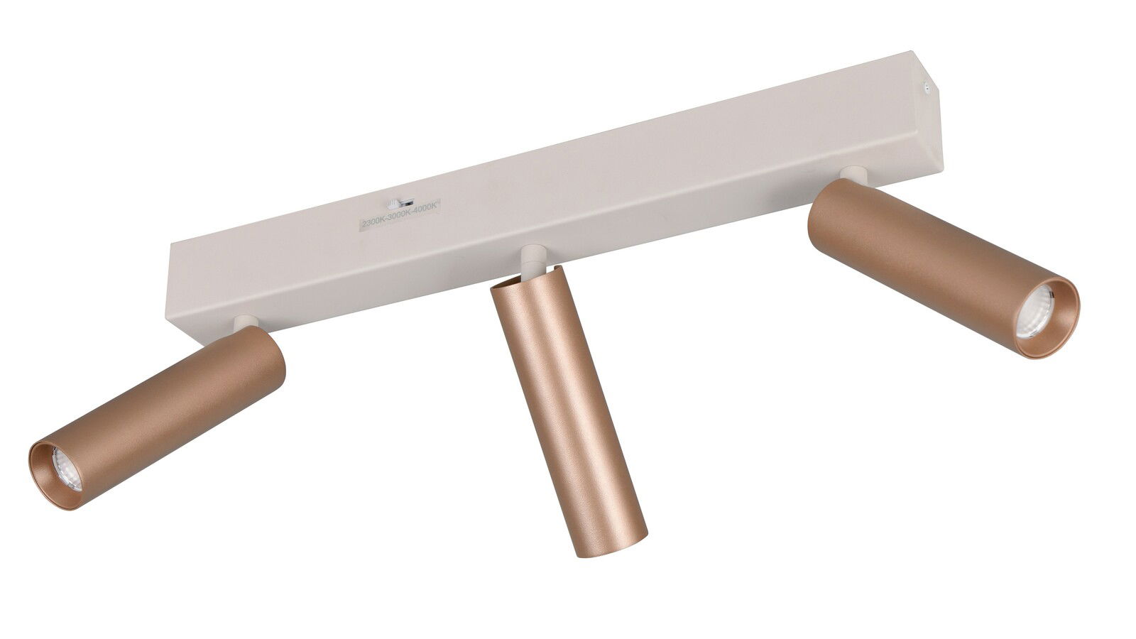 Dreifacher Strahler in Bronzeoptik, seitliche Perspektive