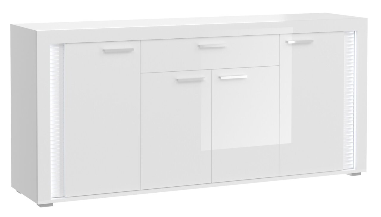 MID.YOU Sideboard SKYLIGHT Weißes Sideboard mit drei Türen und zwei Schubladen, Frontansicht