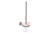 Seitenansicht eines schwarzen WC-Bürstenhalters der Marke tesa MOON mit Wandhalterung, 38 cm hoch, 15 cm tief.
