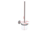 Seitenansicht eines schwarzen WC-Bürstenhalters der Marke tesa MOON mit Wandhalterung, 38 cm hoch, 15 cm tief.