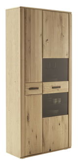 Holz-Kombivitrine mit Glaseinsatz, seitliche Perspektive