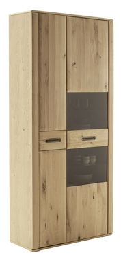 Holz-Kombivitrine mit Glaseinsatz, seitliche Perspektive