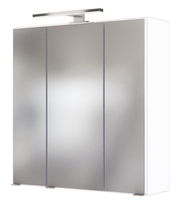 Moderner Spiegelschrank mit drei Türen und integrierter Beleuchtung, Frontalansicht