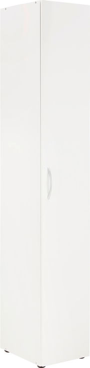 Weißer Mehrzweckschrank XORA aus der MULTIRAUMKONZEPT-Serie, seitliche Perspektive