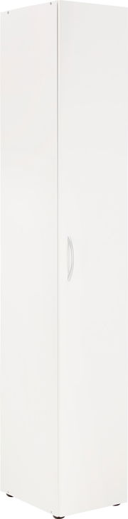 Weißer Mehrzweckschrank XORA aus der MULTIRAUMKONZEPT-Serie, seitliche Perspektive