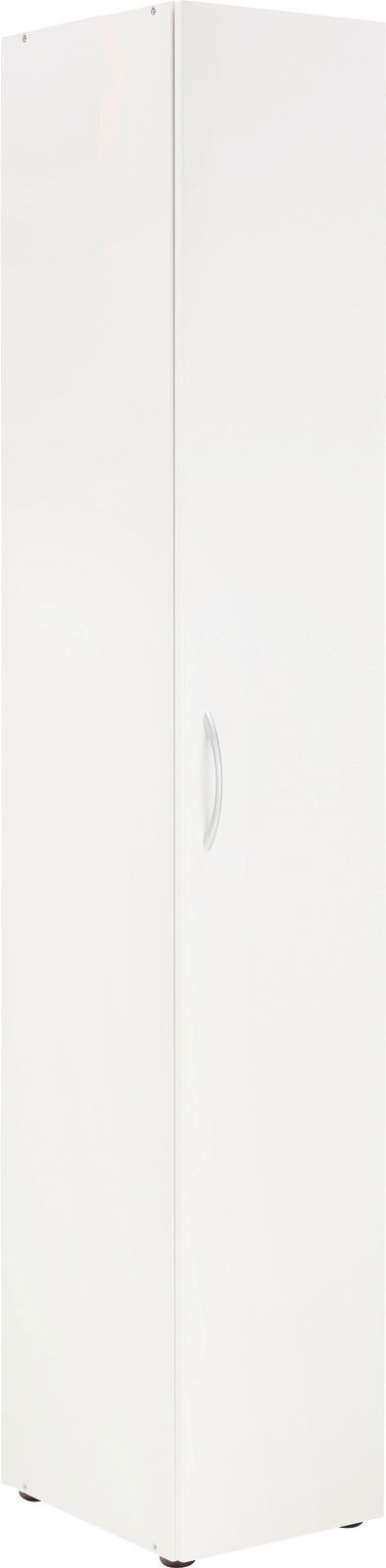 Weißer Mehrzweckschrank XORA aus der MULTIRAUMKONZEPT-Serie, seitliche Perspektive