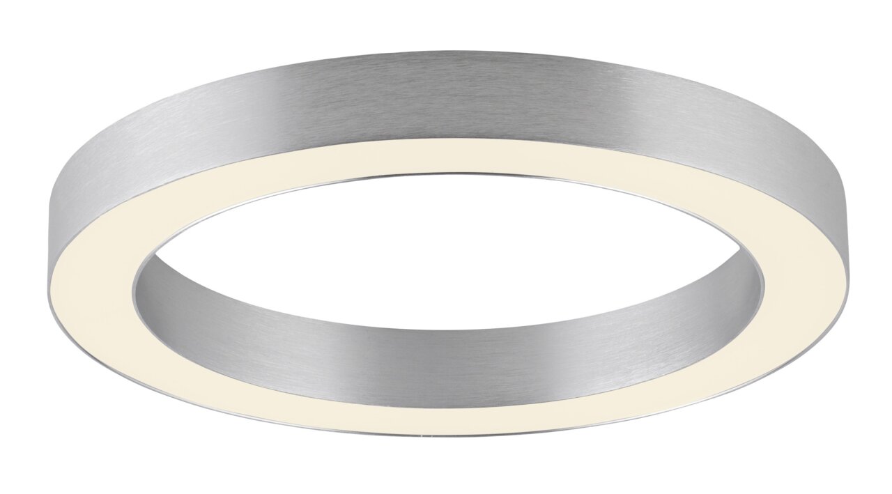 Neuhaus Pure LED-Deckenleuchte PURE LINES ROUND Runde LED-Deckenleuchte aus gebürstetem Metall mit seitlicher Perspektive