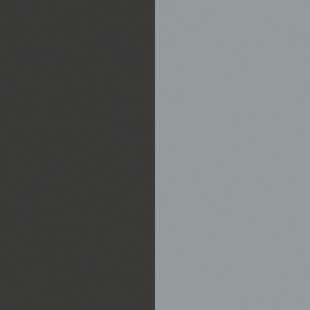 Nahaufnahme von zwei nebeneinander liegenden Farbflächen in Dunkelgrau und Hellgrau.