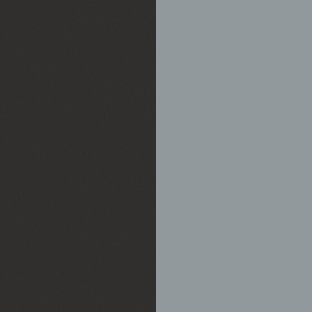 Nahaufnahme von zwei nebeneinander liegenden Farbflächen in Dunkelgrau und Hellgrau.