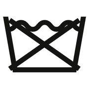 Symbol für nicht waschen, schwarze Linien auf weißem Hintergrund, Vorderansicht