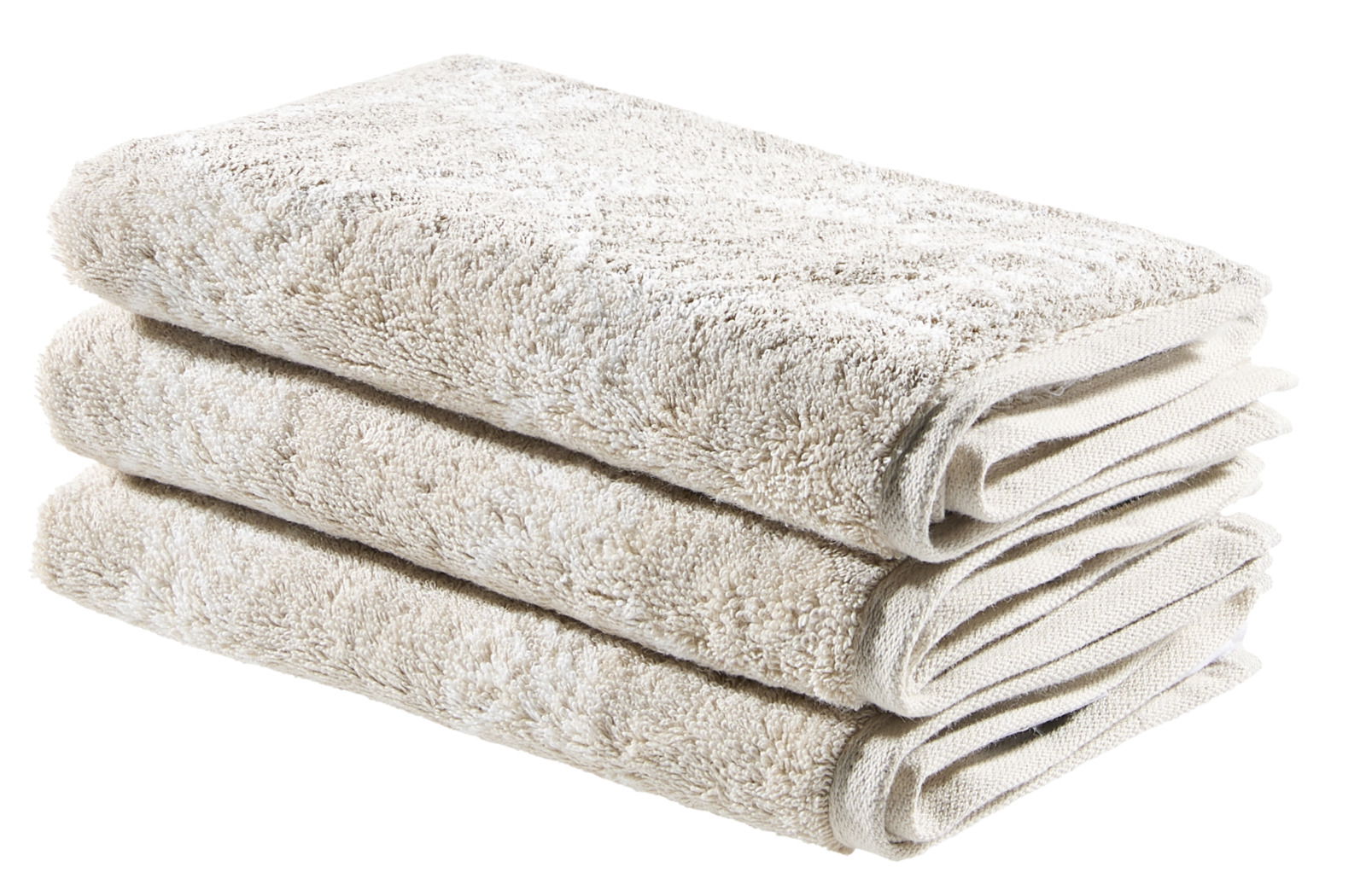 JOOP! Gästetuchset 3-teilig CORNFLOWER Dreiteiliges Gästetuchset in Beige, gestapelt in seitlicher Perspektive