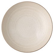 Tiefer Teller mit feiner, kreisförmiger Rillenstruktur, Draufsicht