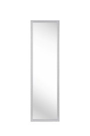 Rechteckiger Wandspiegel mit weißem Rahmen, frontal abgebildet, ca. 35x125 cm, Serie LUCY