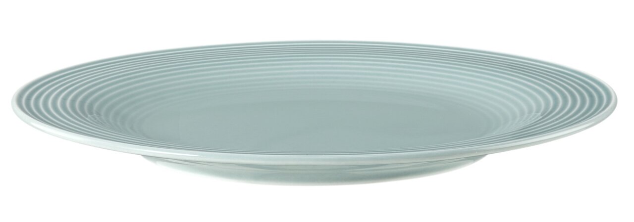 Frühstücksteller 23cm in Arktisblau mit geriffeltem Design, seitliche Perspektive