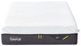 Viscomatratze 80x200 medium von vorne, mit weißem Bezug und grauem Rand, TEMPUR-Logo sichtbar.