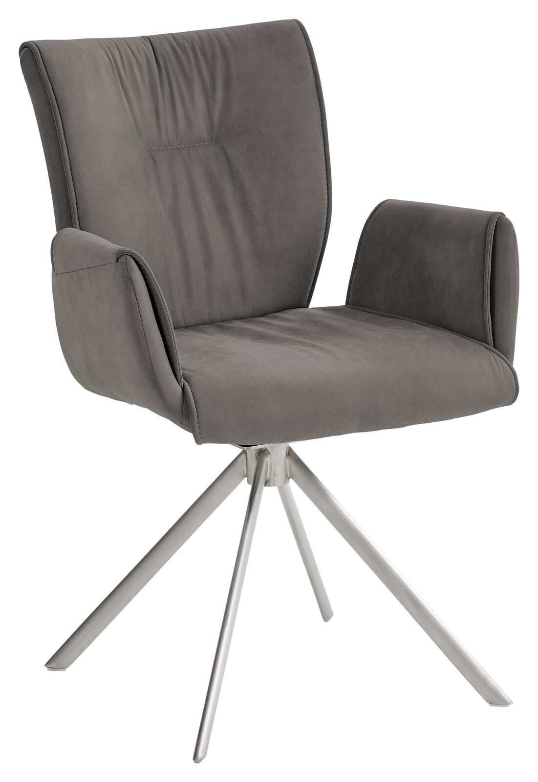 Dieter Knoll Fauteuil JAZZ Moderner grauer Sessel mit Metallbeinen, seitliche Perspektive