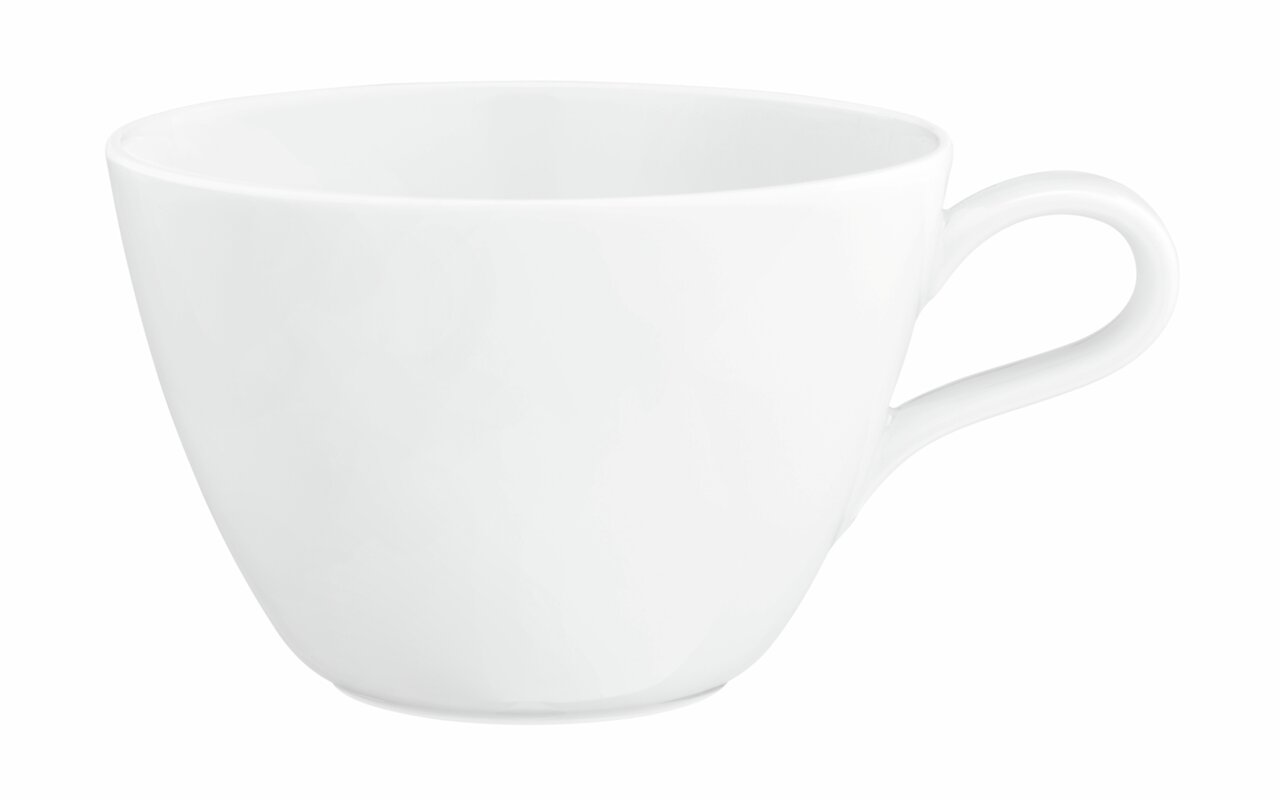 Weiße Milchkaffeetasse Life 0,37l, seitliche Perspektive