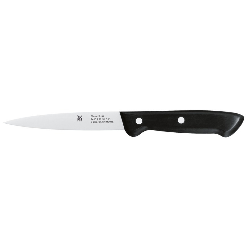 Spickmesser CLASSIC LINE 10cm mit schwarzem Griff, seitliche Ansicht