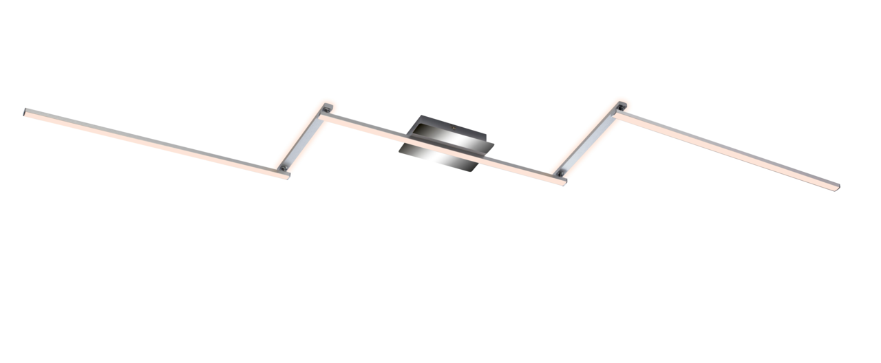 Moderne LED-Deckenleuchte mit drei schwenkbaren Armen, Ansicht von unten.