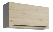 Hängeschrank mit Holzoptik und schwarzem Griff, seitliche Perspektive