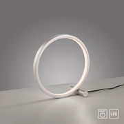 Moderne Tischleuchte MINI RITUS in Ringform mit LED-Beleuchtung, seitliche Perspektive