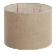 Cilindrische lampenkap van beige stof, zijaanzicht