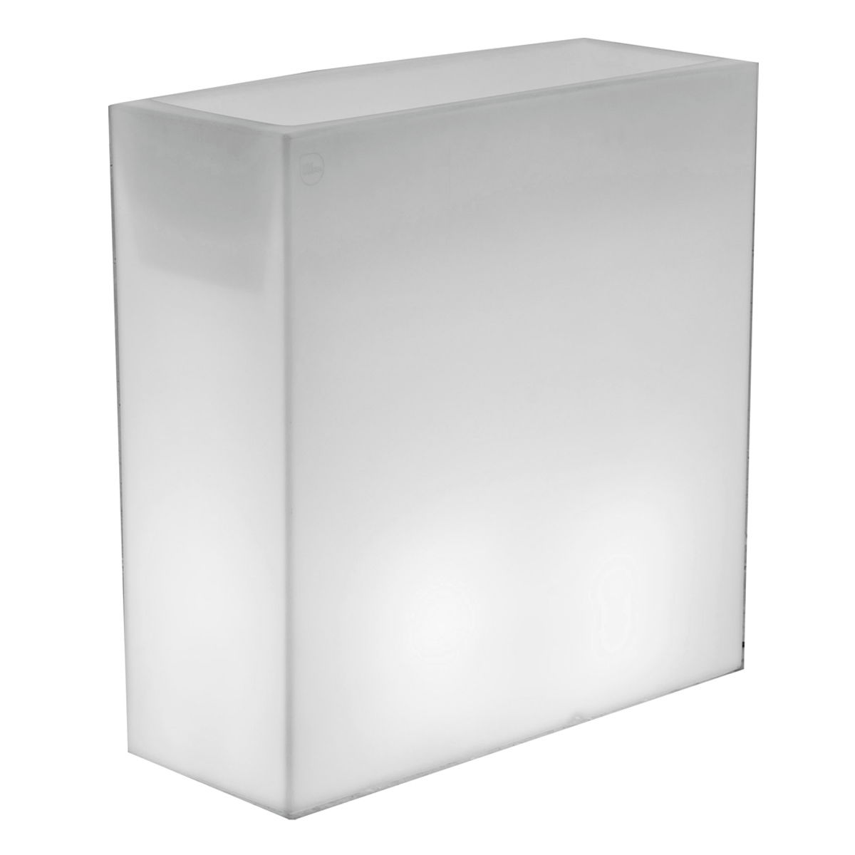 Rechteckiger, weißer Blumentopf Junco 80 aus Kunststoff, seitliche Perspektive