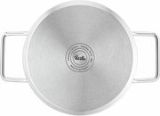 Topf aus Edelstahl mit zwei Griffen, Draufsicht, Marke Fissler, geeignet für Induktion, Durchmesser 20 cm