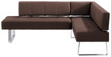 Braune Eckbank mit modernem Design und Metallbeinen, Vorderansicht