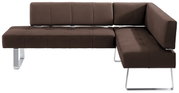 Braune Eckbank mit modernem Design und Metallbeinen, Vorderansicht