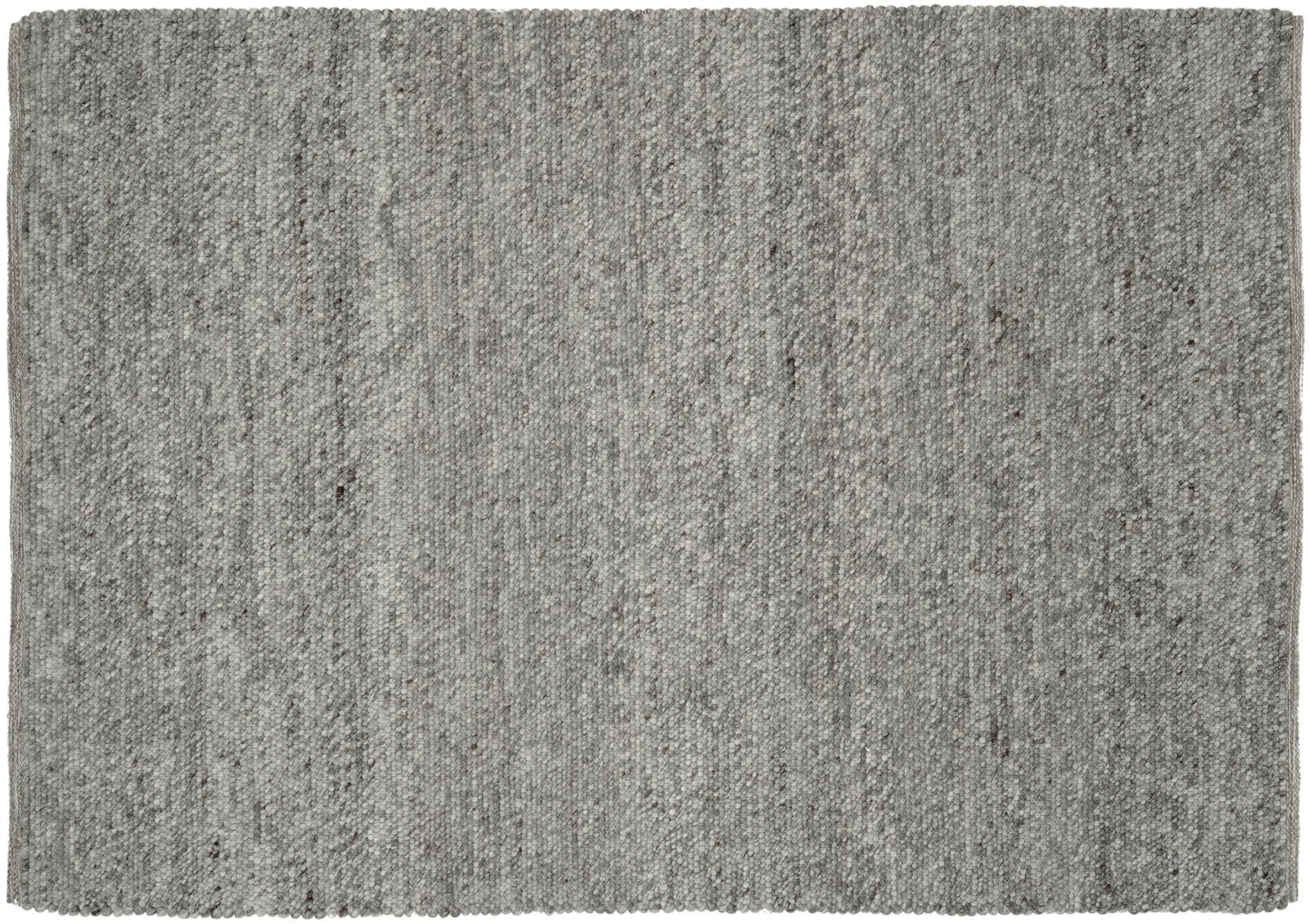 Grauer Handwebteppich in Draufsicht, gleichmäßiges Muster und Textur.