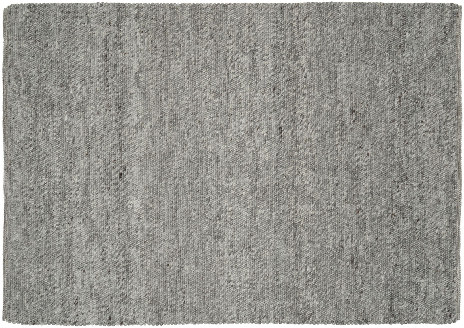 Grauer Handwebteppich in Draufsicht, gleichmäßiges Muster und Textur.