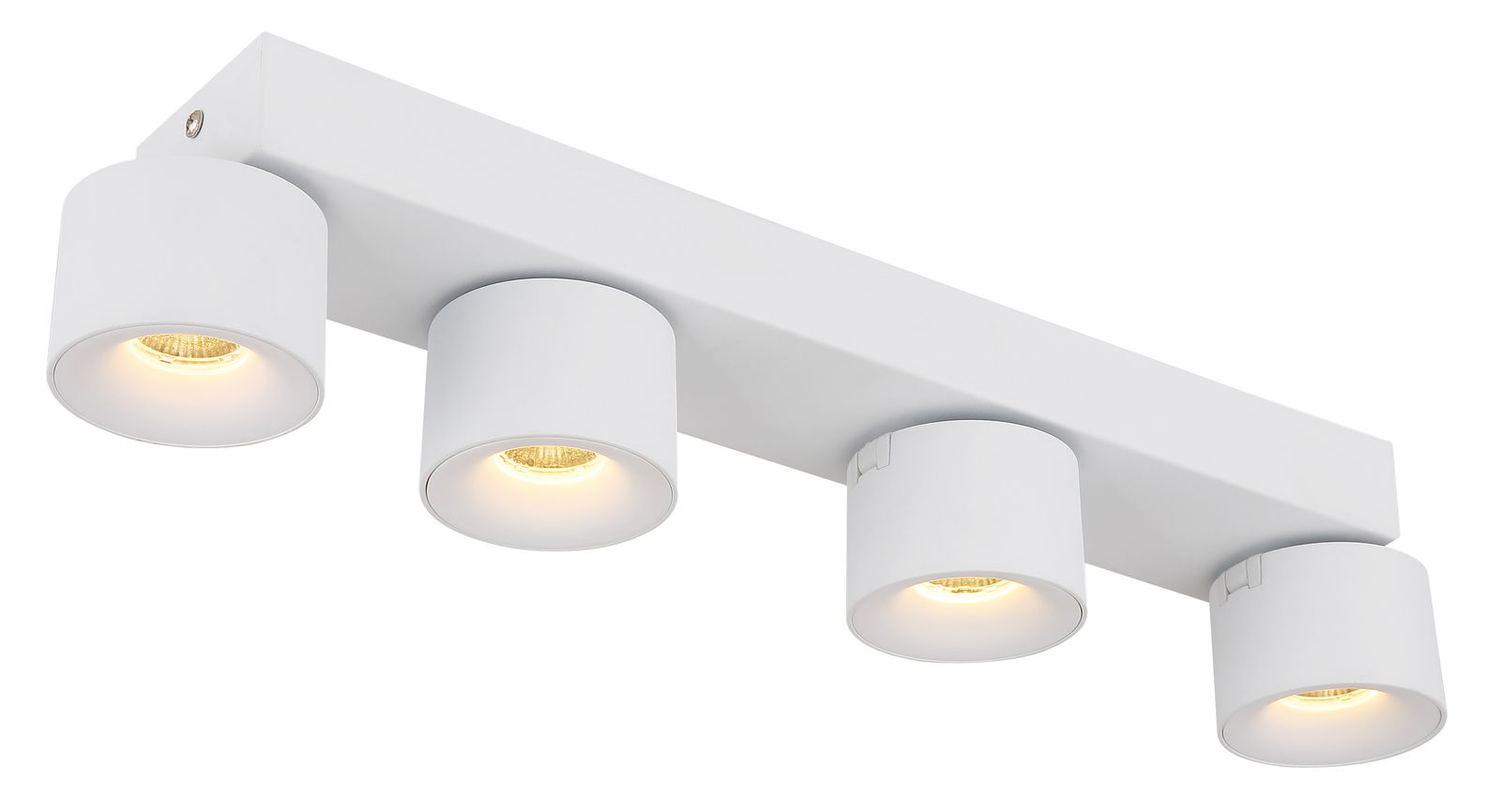 LED Strahler mit vier zylindrischen Leuchten, seitliche Perspektive