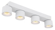 LED Strahler mit vier zylindrischen Leuchten, seitliche Perspektive
