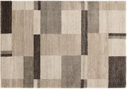Teppich mit geometrischem Muster in Beige- und Brauntönen, Draufsicht