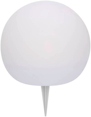 Runde Solarleuchte mit Erdspieß, frontal betrachtet