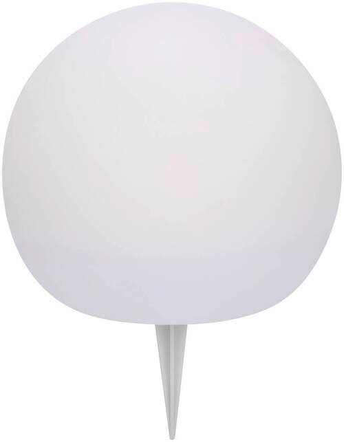 Runde Solarleuchte mit Erdspieß, frontal betrachtet