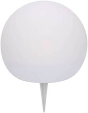 Runde Solarleuchte mit Erdspieß, frontal betrachtet