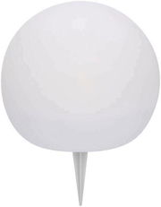 Runde Solarleuchte mit Erdspieß, frontal betrachtet