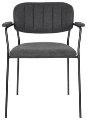 Grauer Armlehnenstuhl JOLIEN mit schwarzem Metallgestell, Vorderansicht