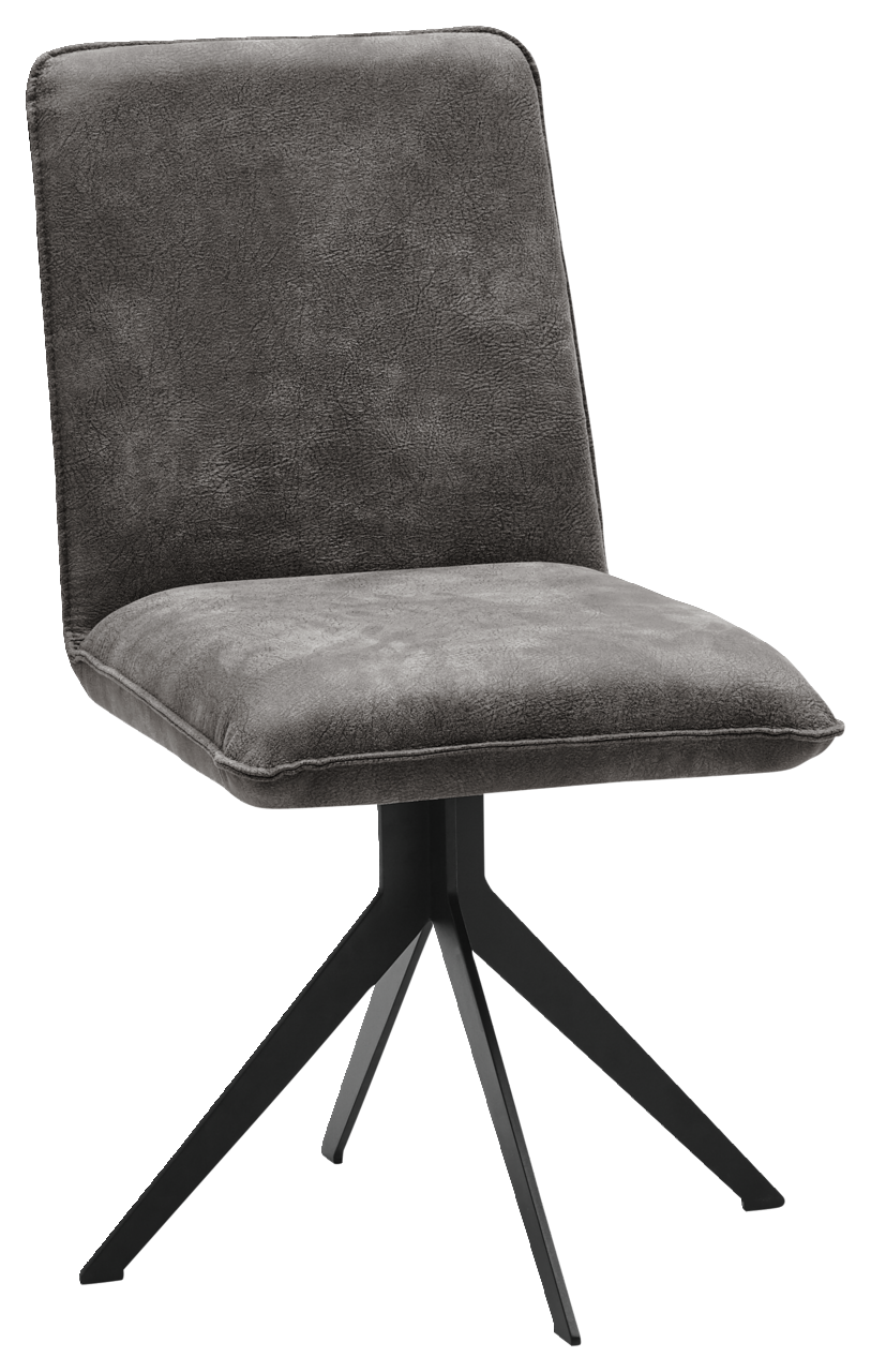 Voleo Stuhl MALIBU Moderner grauer Stuhl mit schwarzem Metallgestell, seitliche Perspektive