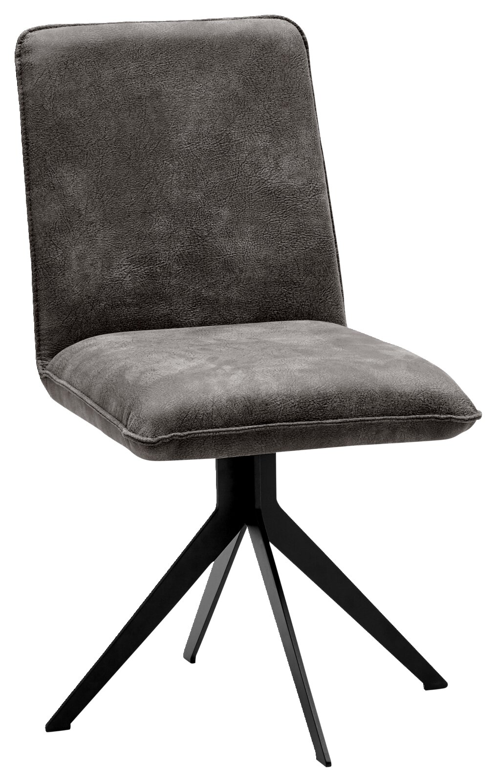 Voleo Stoel MALIBU Moderne grijze stoel met zwart metalen frame, zijaanzicht