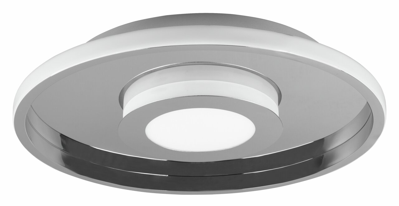 Moderne Deckenleuchte Ascari in silberner Optik, seitliche Perspektive