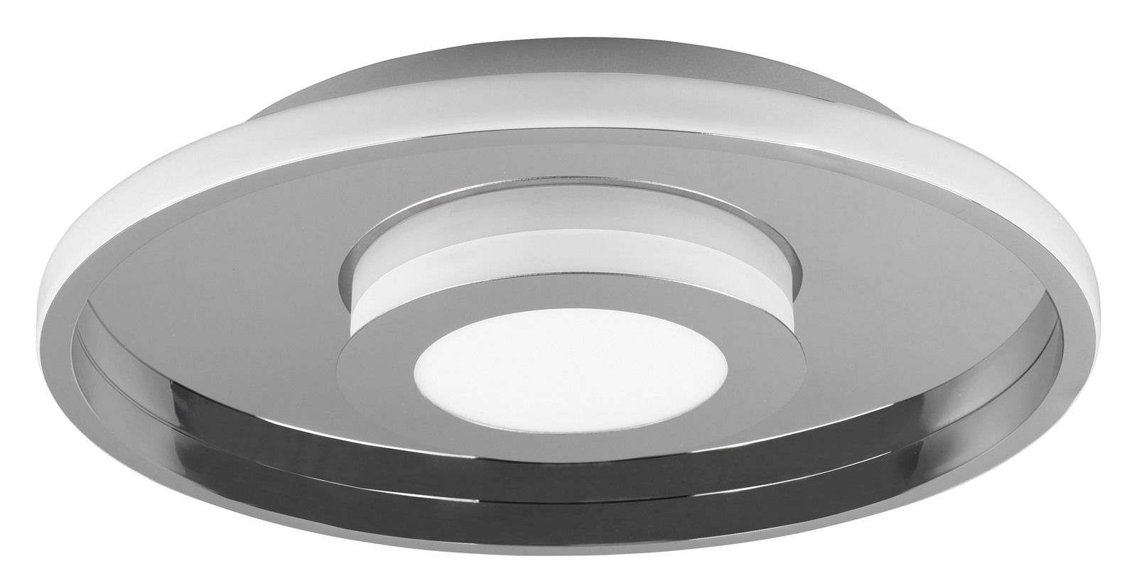 Moderne Deckenleuchte Ascari in silberner Optik, seitliche Perspektive