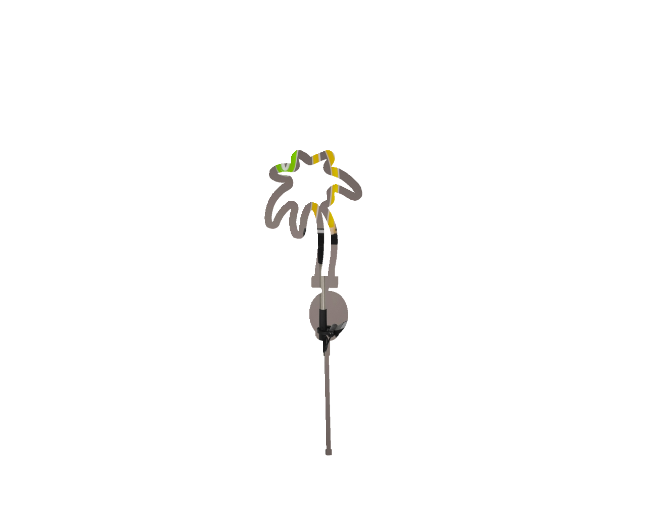 Solar Stabbeleuchtung in Form einer Palme, seitliche Ansicht