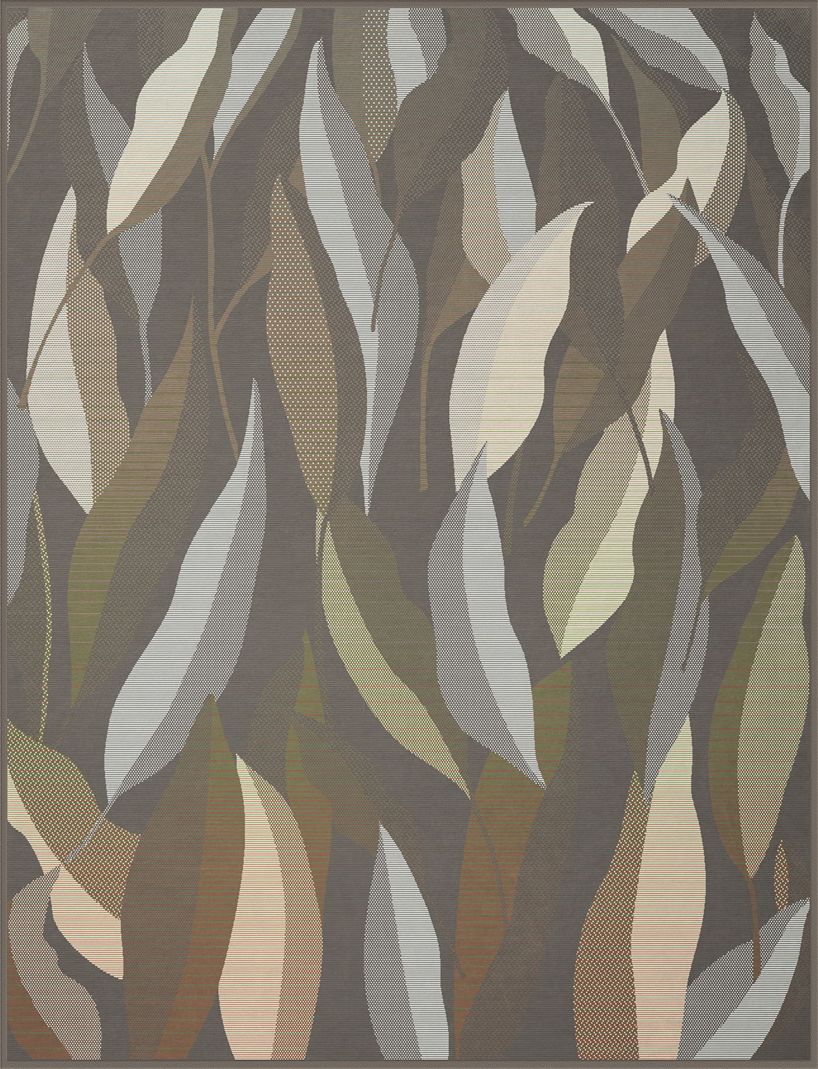 biederlack Wohndecke COTTON HOME Wohndecke mit abstraktem Blätterdesign in Erdtönen, Draufsicht