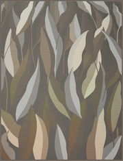 Wohndecke mit abstraktem Blätterdesign in Erdtönen, Draufsicht