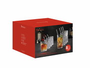 Verpackung des Bechersets Elegance 16tlg. mit seitlicher Perspektive, zeigt elegante Gläser und Trinkhalme.